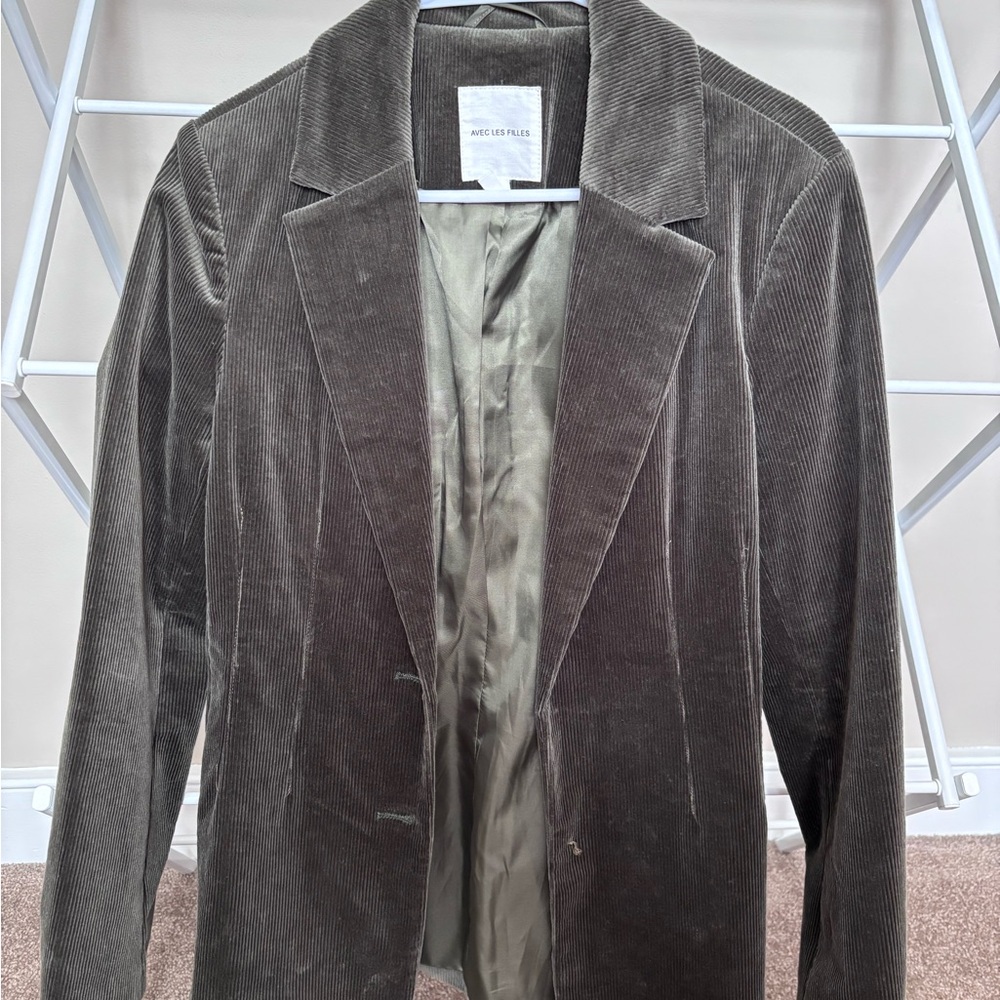 Avec Les Filles Olive Green Corduroy Jacket